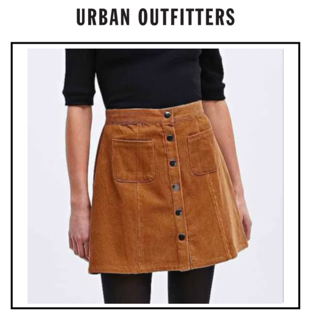 Urban Outfitters Skirt Camel Tan Faux Suede Snap Button Front Mini (Sz S) #742